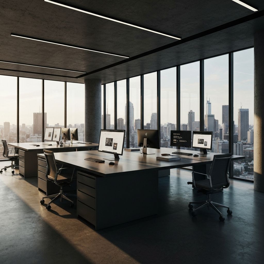 Premium modern office space with city skyline views
