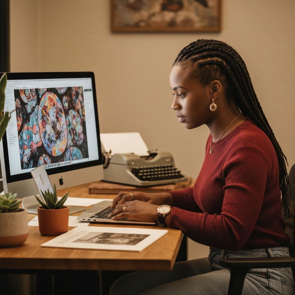 Creative professional working at iMac